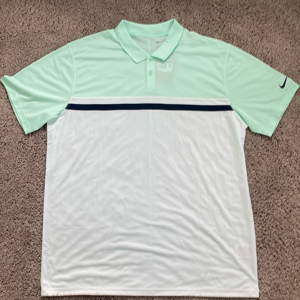 Nike Dri-Fit Polo. Size XL. NWT.  Mint green, white, black.